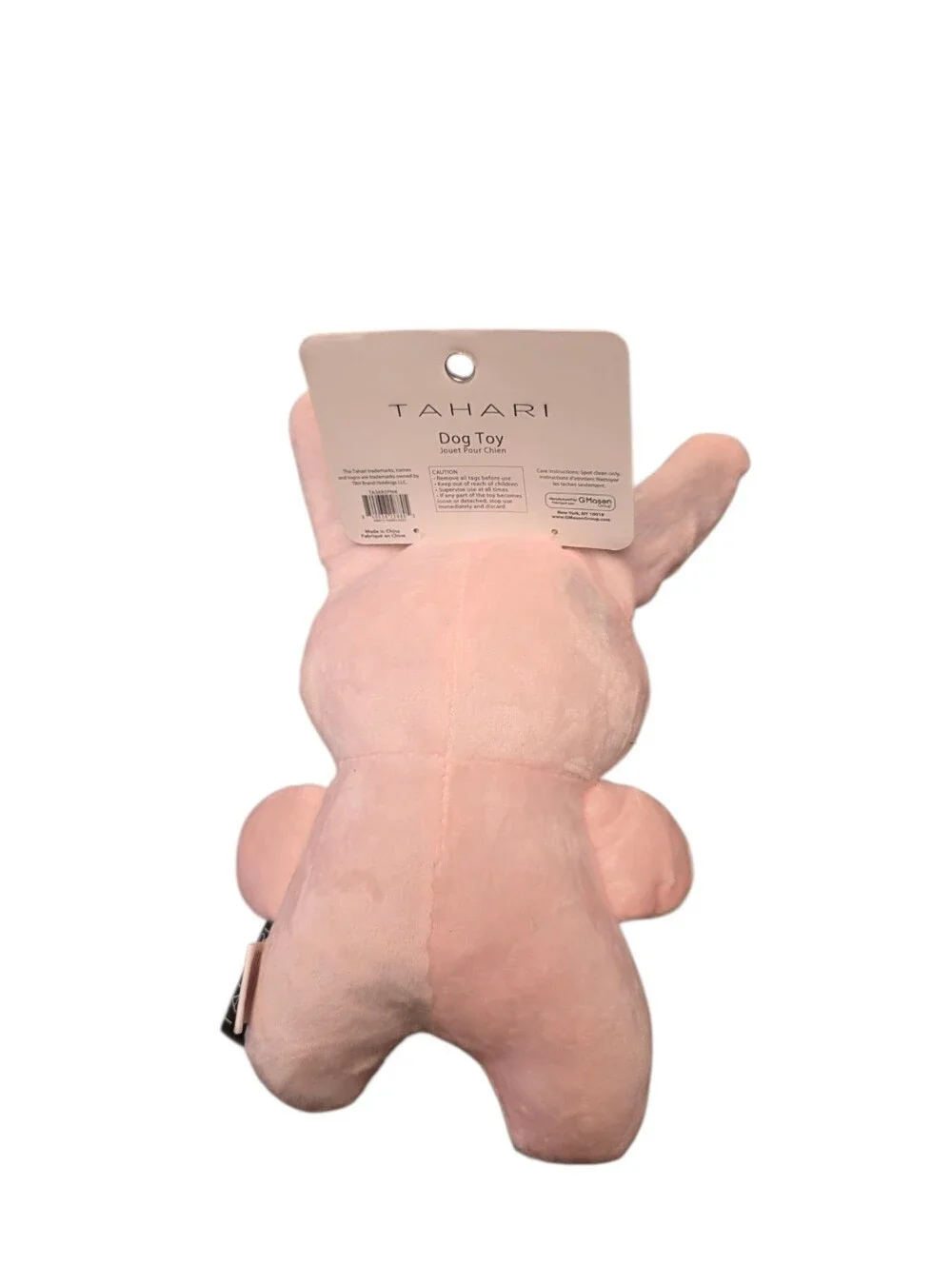 Tahari Pink Bunny Plush Squeaky Dog Toy